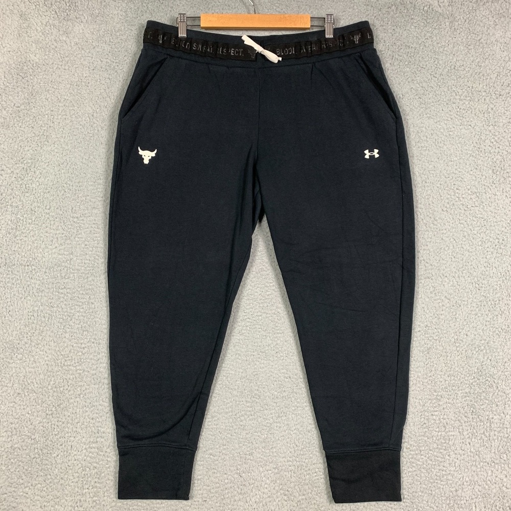 Under Armour Project Rock Joggers Women's XL Black Fleece Charged Cotton Loose